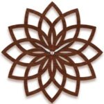 Laser Cut Lotus Shape Wall Clock Mandala Wall Clock Wooden Floral Designer Clock