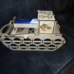 Laser Cut 12 Can Holder Wooden Tank Shaped Can Storage Rack Free Vector