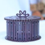 Laser Cut Wood Decorative Round Gift Box Free Vector