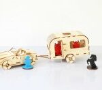 Laser Cut Car And Caravan Free Vector