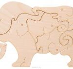 Laser Cut Wooden Elephants Jigsaw Puzzle For Kids Children Indoor Games DXF File