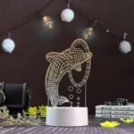 Laser Cut Dolphin 3D Acrylic LED Night Light Free Vector