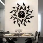 Laser Cut 3D Flame Shaped DIY Wall Clock Modern Creative Mirror Wall Clock