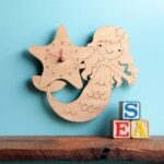Laser Cut Mermaid Wooden Wall Clock