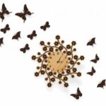 Laser Cut Wall Clock with Butterflies Free Vector