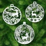 Laser Cut Christmas Tree Deer Decor Free Vector
