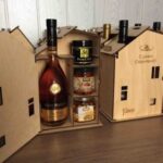 Laser Cut Wine Gift Box Chimney House Chalet Free Vector