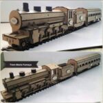 Locomotive Laser cutting 3d puzzle Free Vector