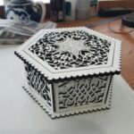 Laser Cut Wooden Hexagon Openwork Box 3mm Free Vector