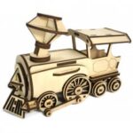Laser Cut Wooden Locomotive Toy For Kids Free Vector