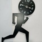 Laser Cut Uomino Running Man Wall Clock Free Vector