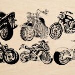 Laser Cut Engrave Motorbike Theme Decor Free Vector