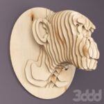 Monkey Head Plywood 3mm Free Vector