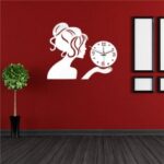 Laser Cut Wall Clock with Girl Free Vector