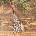 Laser Cut Retro Rocket Ornament