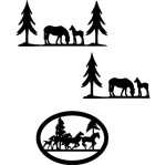 Horses Pine Trees dxf File