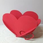 Laser Cut Double-Heart Shape Flower Basket Free Vector