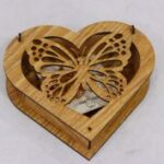 Laser Cut Butterfly Heart Shaped Wooden Box Free Vector