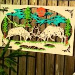 Laser Cut Garden Fence Wall Art Fighting Deer Outdoor Wall Decor DXF File