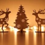 Laser Cut Christmas Tree And Deer Decorations Free Vector