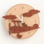 Laser Cut Airplane Kids Wall Clock