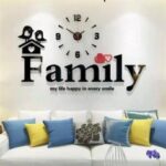 Laser Cut Family Big 3D Diy Sticker Acrylic Creative Wall Clock