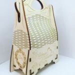 Laser Cut Champagne Gift Box Wooden Champagne Wine Bag Free Vector