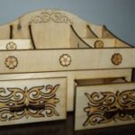 Laser Cut Wooden Makeup Organizer Cosmetic Storage With Drawers Free Vector