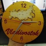 Laser Cut Wall Clock with Russia Map Template Free Vector