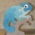Laser Cut Chameleon Educational Puzzle Game For Children Free Vector