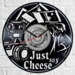 Laser Cut Just Say Cheese Vinyl Photography Clock Free Vector