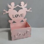 Laser Cut Box with Angels Love Heart Free Vector