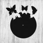 Laser Cut Wall Clock Template with Butterflies Free Vector