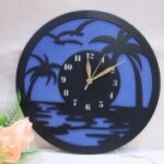 Laser Cut Beach Themed Wall Clock Free Vector