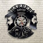 Laser Cut Barber Shop Vinyl Record Wall Clock Hairstyle Salon Wall Decor Free Vector