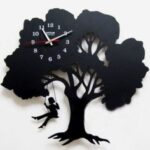 Laser Cut Tree Shaped Wall Clock With Girl On Swing