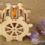 Laser Cut Ship Wheel Nautical Pen Holder Free Vector