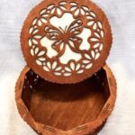 Decorative Butterfly Design Round Box Laser Cutting Template Free Vector