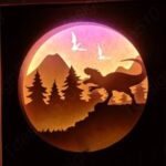 Laser Cut Dinosaur Shadow Box DXF File