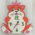 Clock with Cat Laser Cut Template Free Vector