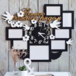 Laser Cut Picture Frames with Clock Template Free Vector