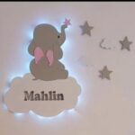Laser Cut Baby Elephant Wall Light Kids Room Decor