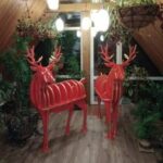 Laser Cut Christmas Reindeer Figurines Large Deer Statues Shelf Free Vector