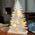 Laser Cut Lamp Deer In The Forest Free Vector