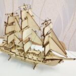 Laser Cut Merchant Ship Sailing Boat Free Vector