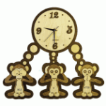 Laser Cut Three Monkeys Clock Template Free Vector