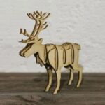 Laser Cut Wooden 3D Northern Reindeer Free Vector