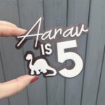 Laser Cut 5th Birthday Topper Dinosaur Cake Topper