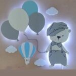 Laser Cut Nursery Lamps With Teddy Bear Balloons Clouds Nursery Wall Lights