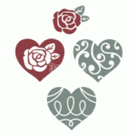 Laser Cut Heart Monograms DXF File